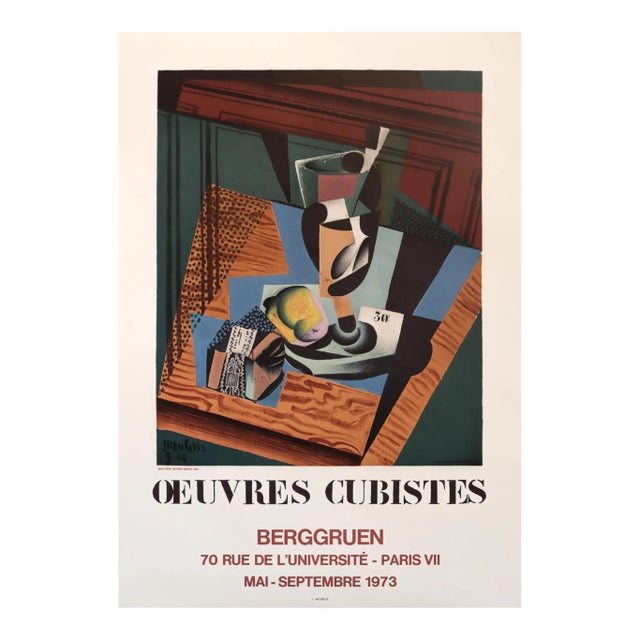 1973 French Exhibition Poster - Oeuvres Cubistes, Berggruen (Juan Gris) For Sale