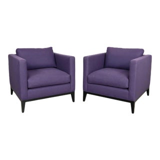 Modern Purple Plum Tone Tuxedo Style Club Chairs by Baker a Pair For Sale