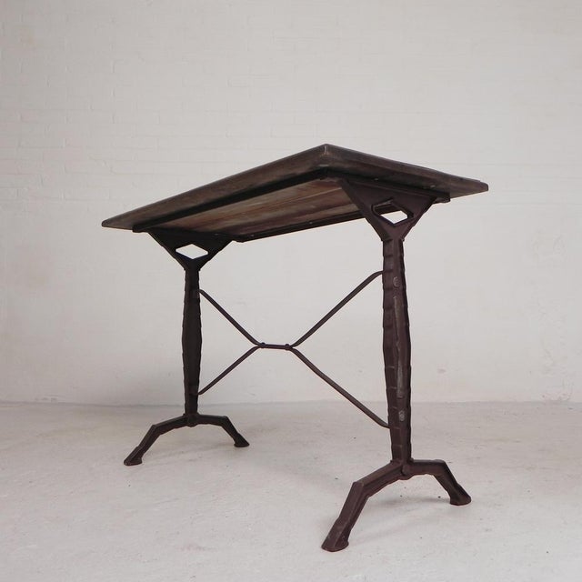 Brown Bistro Table with Oak Top on a Cast Iron Frame, 1930s For Sale - Image 8 of 18