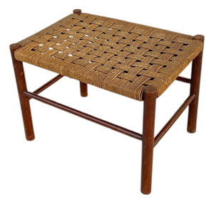 Danish Style Wood and Jute Rope Stool, 1960s