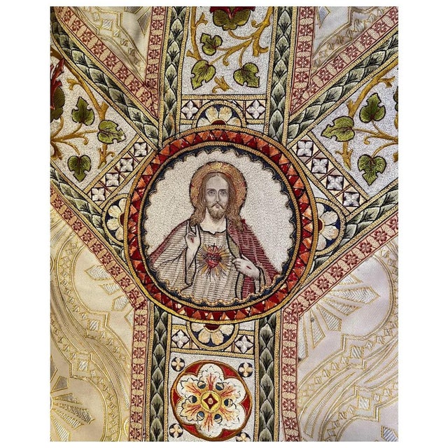 1920s 1920s Catholic Chasuble Priest Robe Framed For Sale - Image 5 of 7