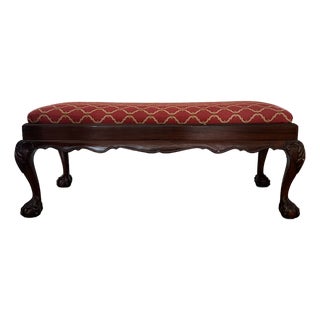 Late 20th Century Chippendale-Style Mahogany Bench by Craftique For Sale