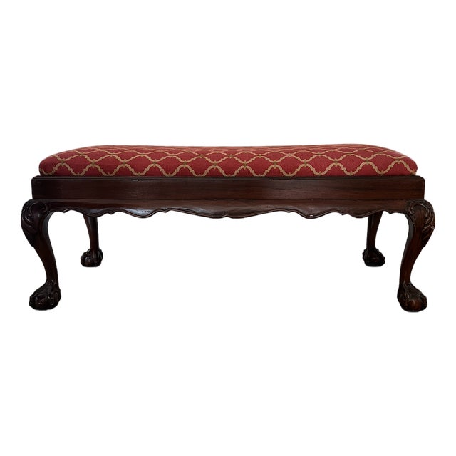 Late 20th Century Chippendale-Style Mahogany Bench by Craftique For Sale