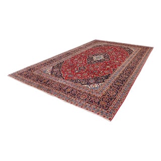 Kashan Rug in Hand-Knotted Wool For Sale