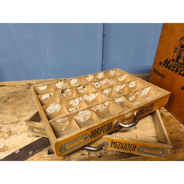 Textile Store Sewing Thread Box with 6 Smaller Drawers and Silk Thread Holder, 1920s For Sale - Image 15 of 18