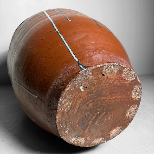 Large Japanese Drip Glazed Stoneware Tsubo Jar, 1970s For Sale - Image 17 of 18