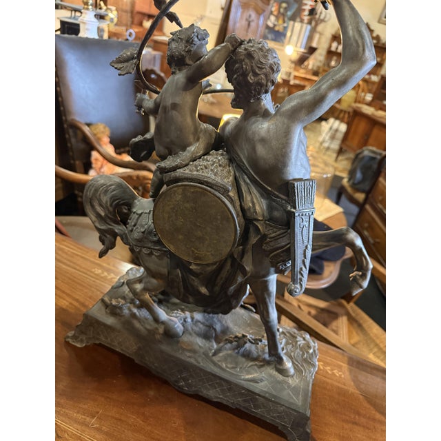 Silver Napoleon III Three-Piece Mantelpiece Set in Spelter with Bronze Patina, 1870, Set of 3 For Sale - Image 8 of 11