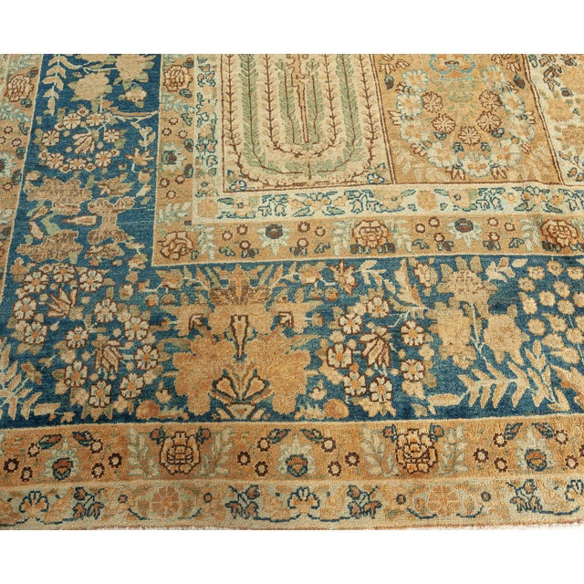 Persian 19th Century Persian Tabriz Botanic Handwoven Wool Rug For Sale - Image 3 of 8