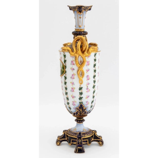 Ceramic German Porcelain Two Handle Vase, 19th Century For Sale - Image 7 of 9