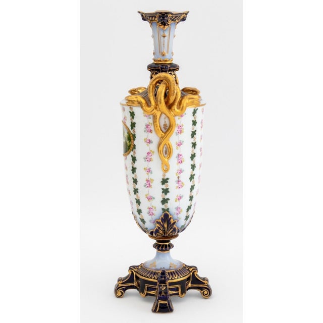 Ceramic German Porcelain Two Handle Vase For Sale - Image 7 of 9