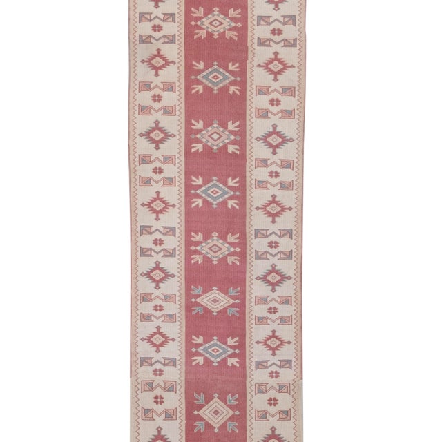 Mid-Century Modern Vintage Turkish Milas Runner Rug For Sale - Image 3 of 12