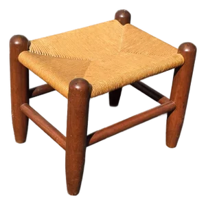 Vintage French Country Rush Twine Footstool Stool