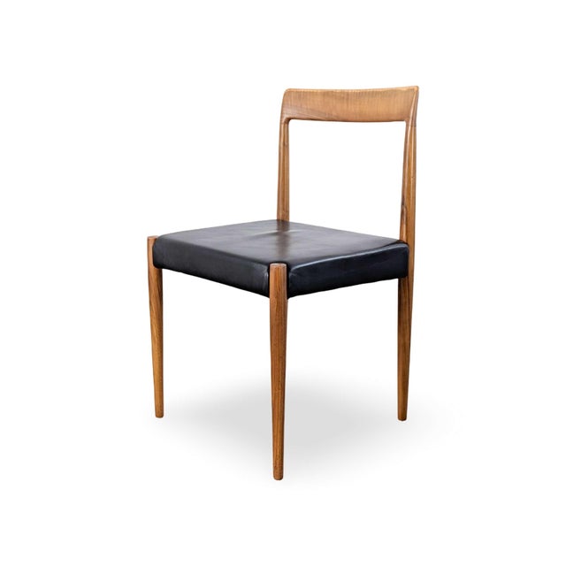 Mid-Century Walnut and Leather Chairs from Lübke, Set of 6 For Sale - Image 5 of 11