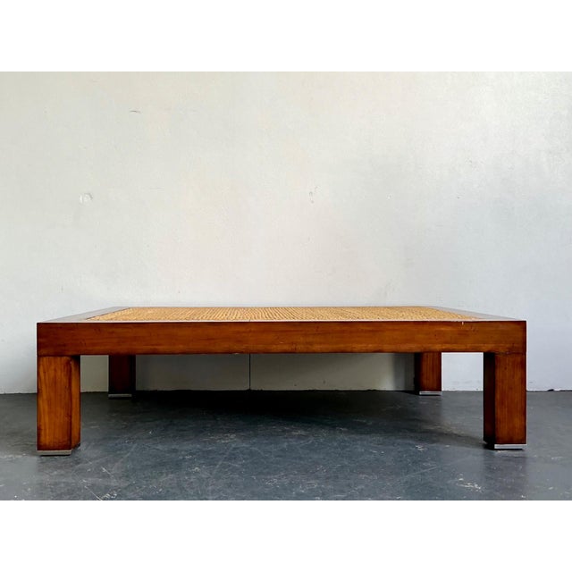 Modern Vintage Woven Rattan “Modern Barn” Coffee Table After Ralph Lauren For Sale - Image 3 of 12