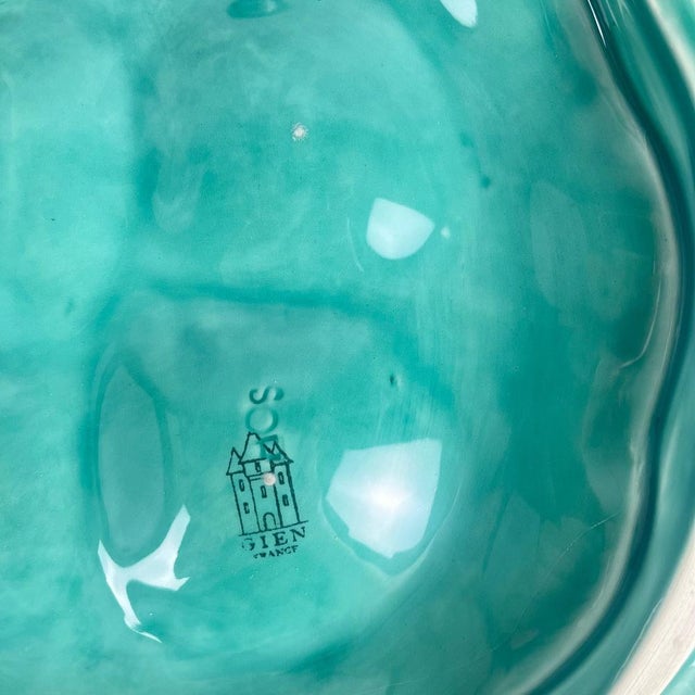 Aqua Large Oyster Platter from Gien, 1970s For Sale - Image 8 of 9