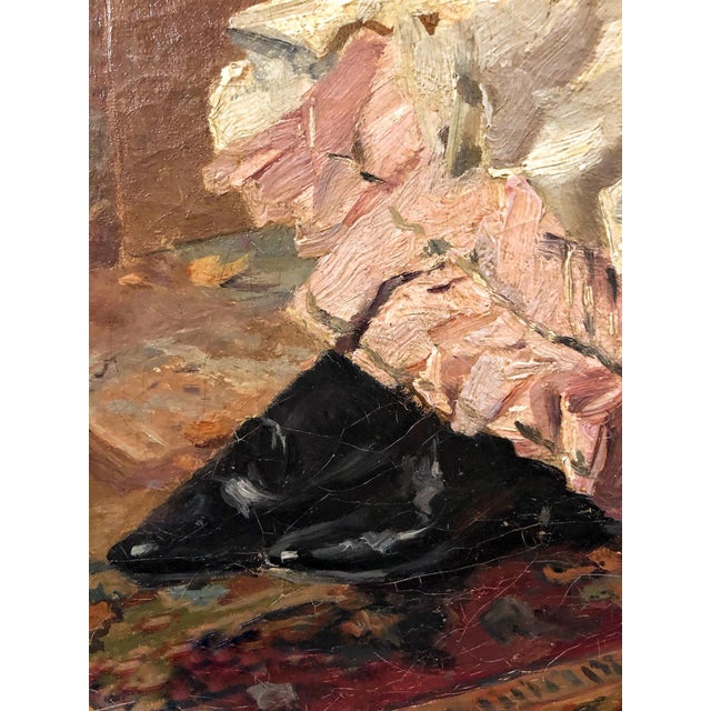 Ernest Jean Joseph Godfrinon, Elegant Woman in the Living Room, 1898, Oil on Canvas For Sale - Image 6 of 18