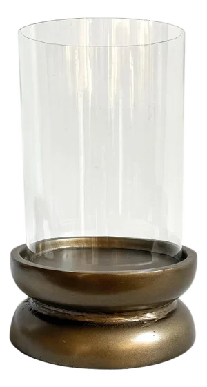 Glass & Brass Finish Candle Holder Small