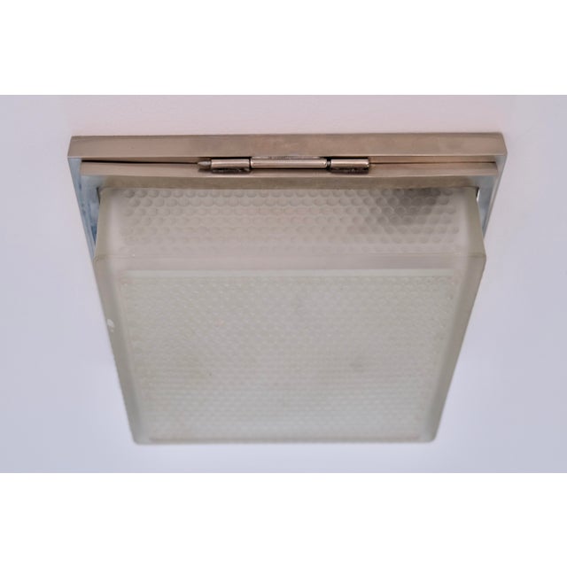1930s Square Ceiling Light Fixture with Brass Mounting and Original Chrome Plating, 1930s For Sale - Image 5 of 8