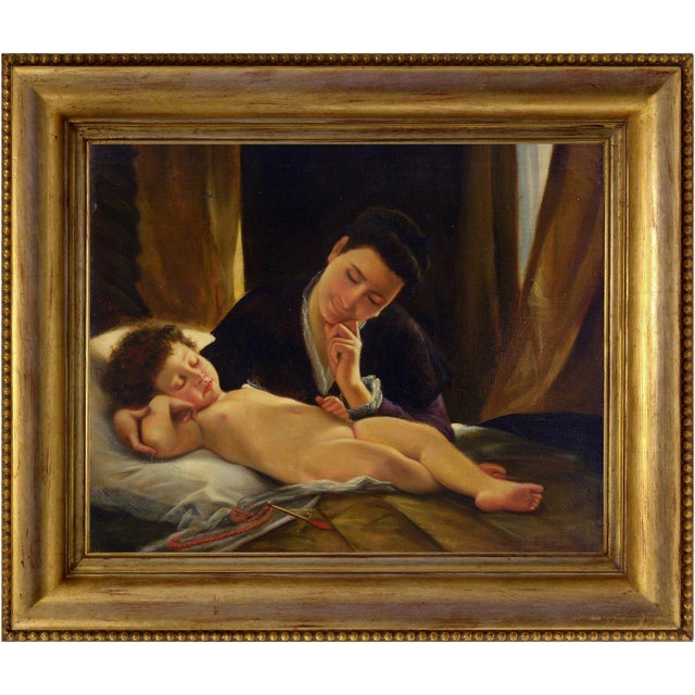 Nicola De Marco, Mother with a Sleeping Child, Oil on Canvas, Framed For Sale - Image 7 of 7