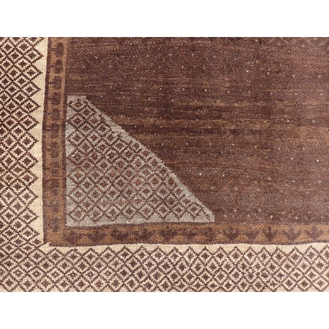 Textile Vintage Turkish Kars Rug With a Modern Design in Shades of Brown and Ivory 7'7" X 10'4" For Sale - Image 7 of 12