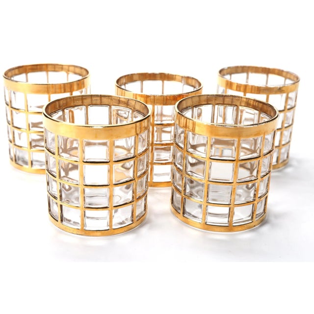 Imperial Glass Toril De Oro Tumblers – Set of 6 MCM Gold Grid Glasses ✨ Mid-century glamour? Right here, baby. This...