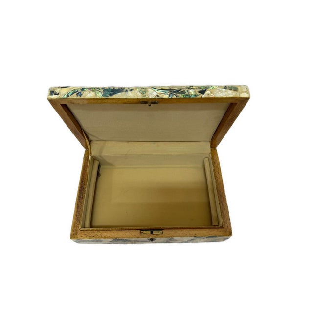 Brown Handmade Mother of Pearl Jewelry Box – Solid Wood Luxury Storage Box For Sale - Image 8 of 9