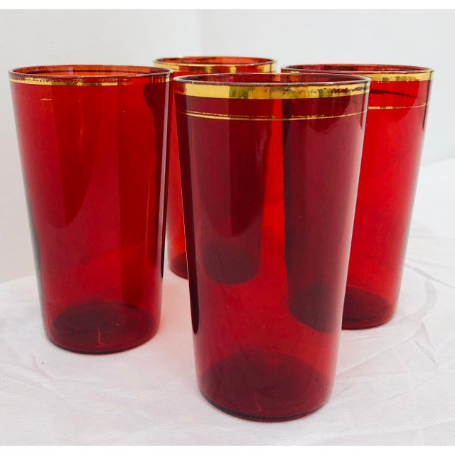Antique Red Glass & Gold Trim Tumblers Chairish