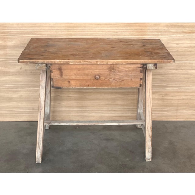 Early 19th Century Spanish Baroque Bleached Side Table with Drawer For Sale - Image 18 of 18