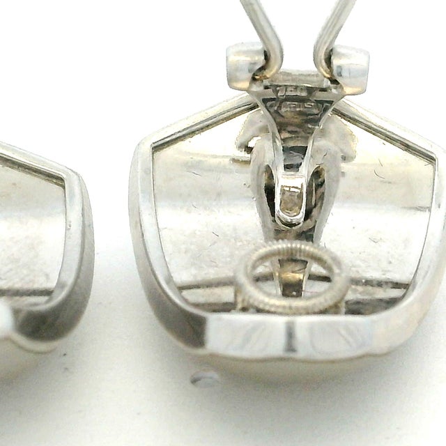 1980s Pair of Italian 18k White Gold Smoky Quartz & Diamond Sculptural Earrings For Sale - Image 14 of 14