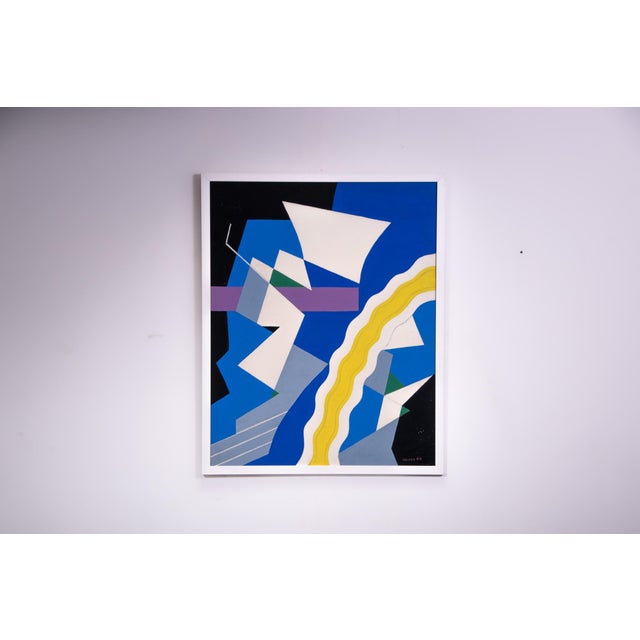 1980s Jozef Mees, Abstract Composition, 1983, Oil Painting on Cardboard For Sale - Image 5 of 12