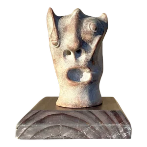 Vintage Boho Abstract Carved Stone Head Sculpture