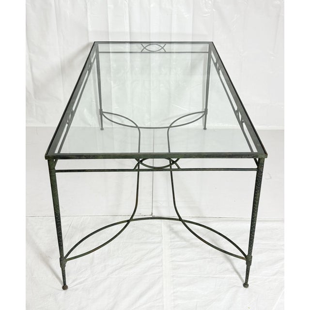 1970s Mario Papperzini for Salterini Wrought Iron Patio Dining Table With Glass Top For Sale In Los Angeles - Image 6 of 18