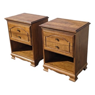 Vintage l.a. Period Furniture Wood Nightstands, Pair, 1960s For Sale