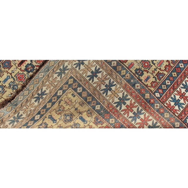 Late 19th Century Antique Kuba Rug With All-Over Geometric Design in Multi-Colors and Yellow For Sale In Atlanta - Image 6 of 6