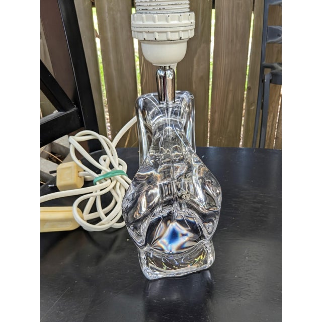 Mid-Century Modern Vintage Mid-Century Modern Daum France Clear Art Glass Table Lamp Base For Sale - Image 3 of 8