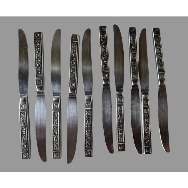 Art Deco Vintage Retro Art Deco Dominica 48 Piece Stainless Flatware Set for 8 by Oneida Silver For Sale - Image 3 of 9