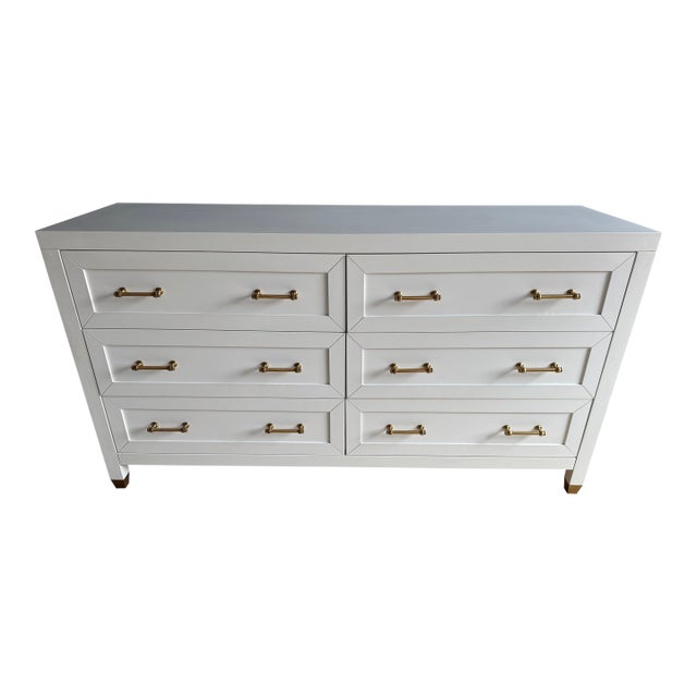 Orient Express Stella Matte White 6 Drawer Double Dresser For Sale