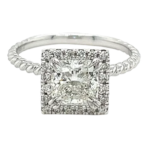 1.5 Carat Princess Cut Lab Grown Diamond Engagement Rope Motif Ring Size 6.75