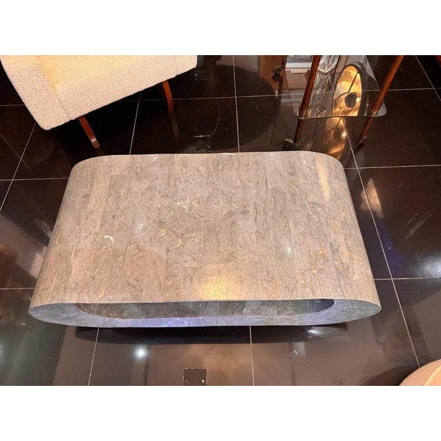 Geometric Tessellated Grey Marble Coffee Table, 1980s For Sale - Image 4 of 9