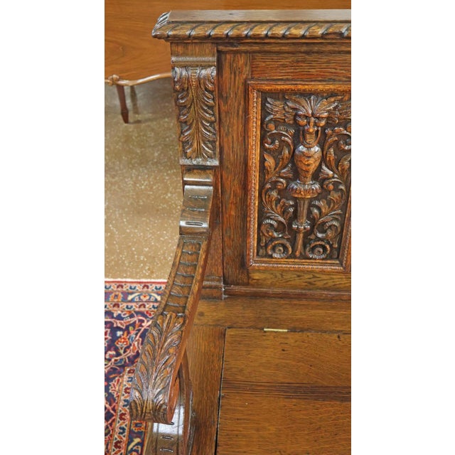 Late 19th Century English Victorian Oak Hall Seat Settee Bench For Sale - Image 13 of 18