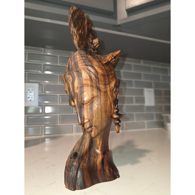 Wood Mid 20th Century Balinese Macassar Ebony Art Deco Busts by I Wayan Suweda (Sumampan, Bali) - a Pair For Sale - Image 7 of 12