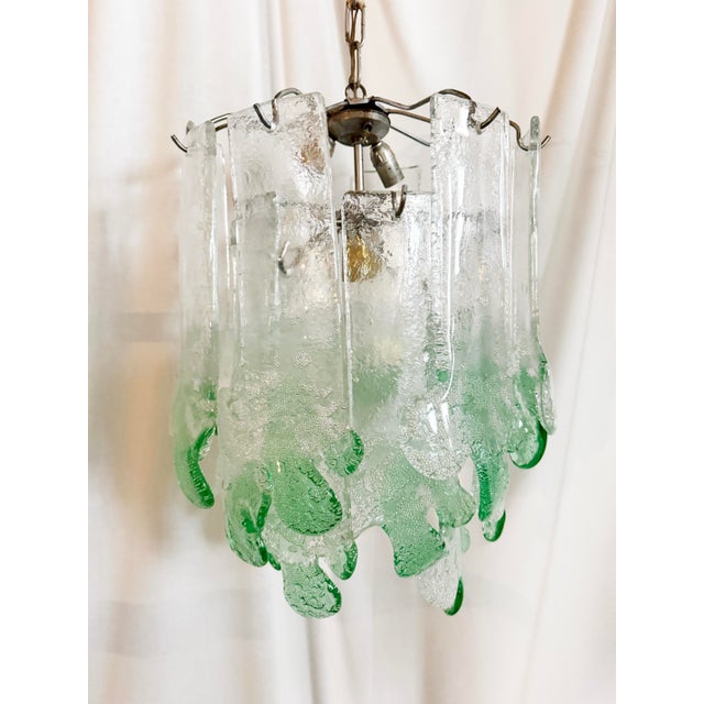 Unbelievable Murano glass chandelier designed by Toni Zuccheri ca. 1970s. Features whimsical seafoam green glass plates...