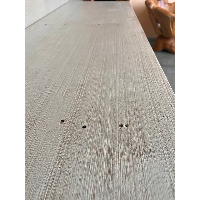 19th White Painted White Country Lyre Legs Large Console or Center Table For Sale - Image 9 of 13