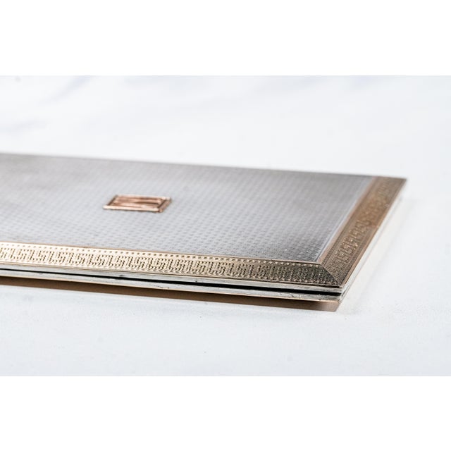 Rare Asprey Art Deco Engine Turned Antique English Sterling Silver Cigarette Case Vesta Case in Presentation Box Luxury Tobacciana For Sale - Image 10 of 18