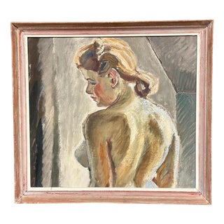 Waldemar (Walle) Ewetz, Nude Woman from Behind, 1960s, Oil Painting on Panel, Framed For Sale