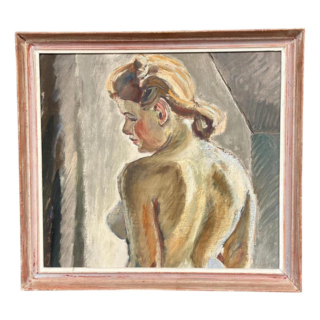 Waldemar (Walle) Ewetz, Nude Woman from Behind, 1960s, Oil Painting on Panel, Framed For Sale