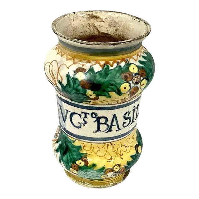 17th Century Italian Faience Apothecary Jar For Sale