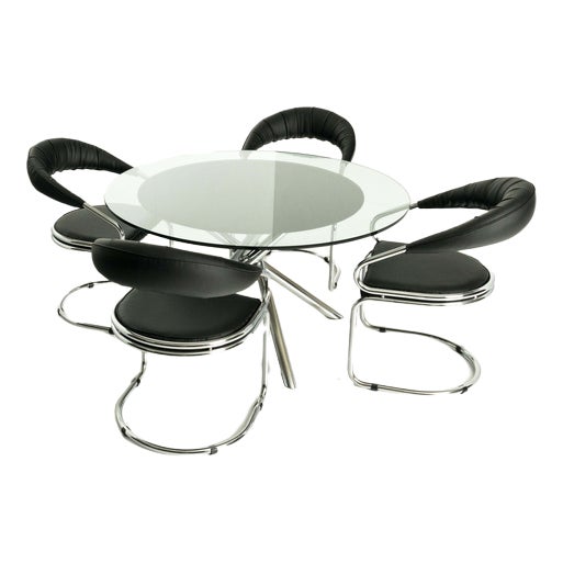 Dining Room Table & Chairs by Giotto Stoppino, Italy, 1970s, Set of 5 For Sale