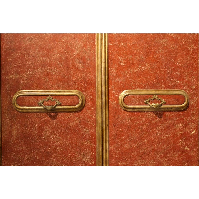 20th Century Italian Faux Red Porphyry Lacquered and Gilt Framed Wood Door For Sale - Image 5 of 14