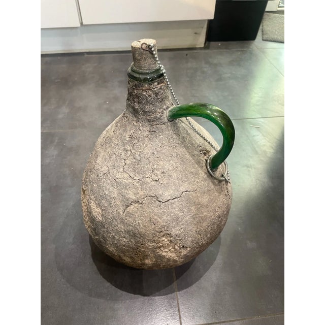 French Vintage WabiSabi Cement Crusted Glass Wine Making Jug With Original Bouchon Chairish